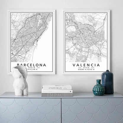 Affiches minimalistes des plus belles d'Espagne