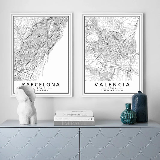 Affiches minimalistes des plus belles d'Espagne